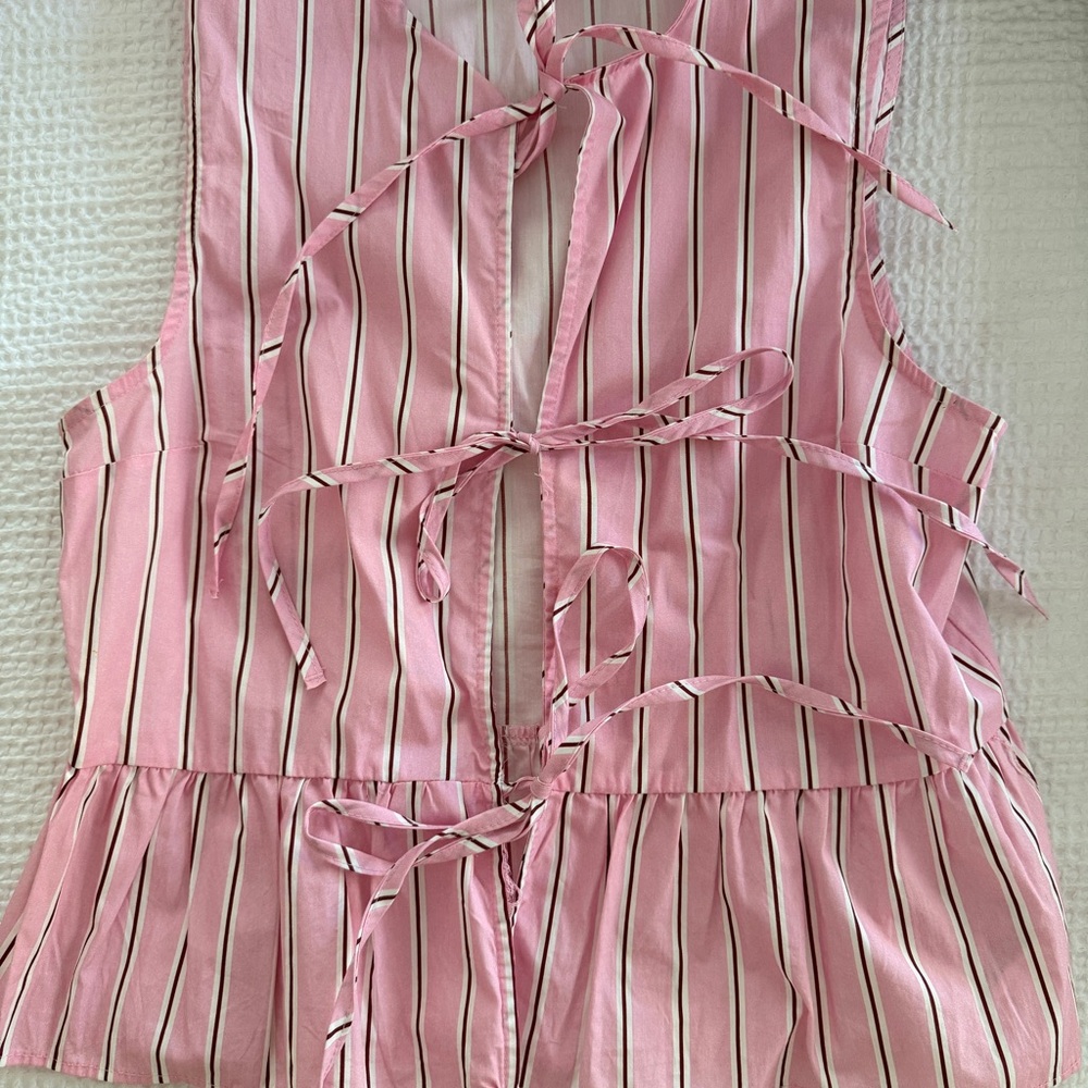 ASOS Pink Striped Tie Blouse